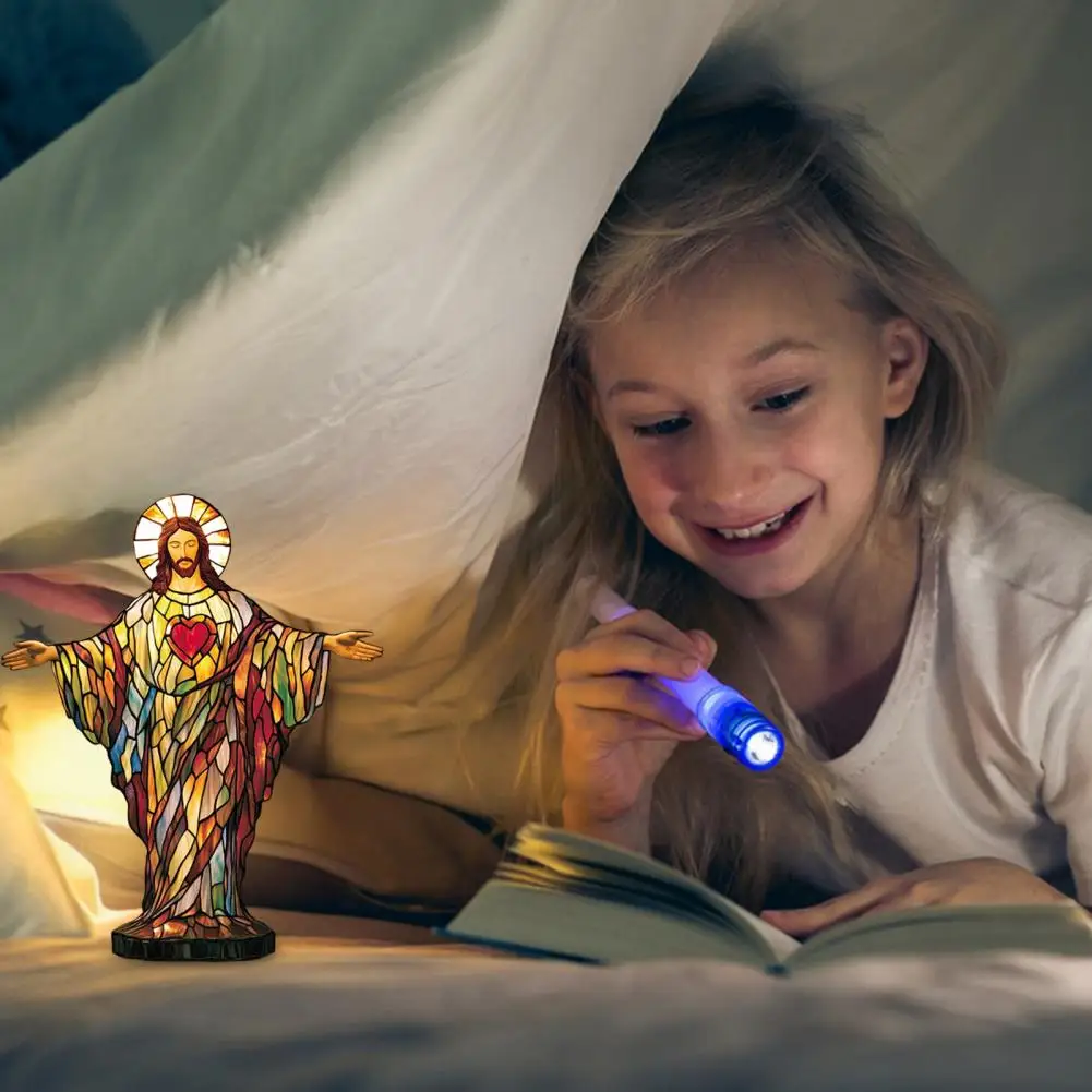 

Jesus Night Light Handmade Jesus Lamp Led Night Light Usb Powered Desk Decoration Soft Warm Glow Jesus Lamp for Bedside Flicker