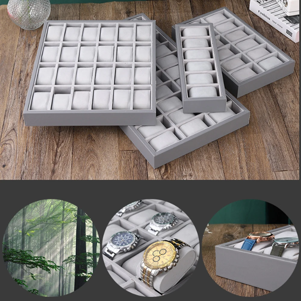 Watch Storage & Display Tray 6/12/24/30 Grids Watch Holder Plate for Counter Window Shop Display Props