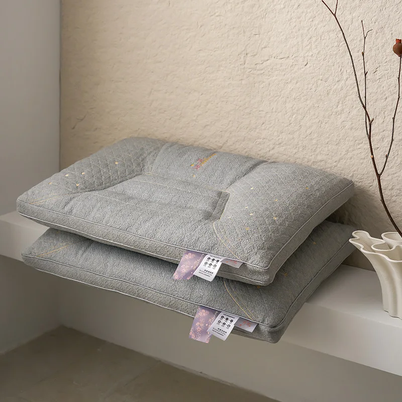 Deep Sleep Buckwheat Hull & Polyester Fiber Pillow Dual Fill Knitted Air Cotton Shaped Soft Pillow Single Person