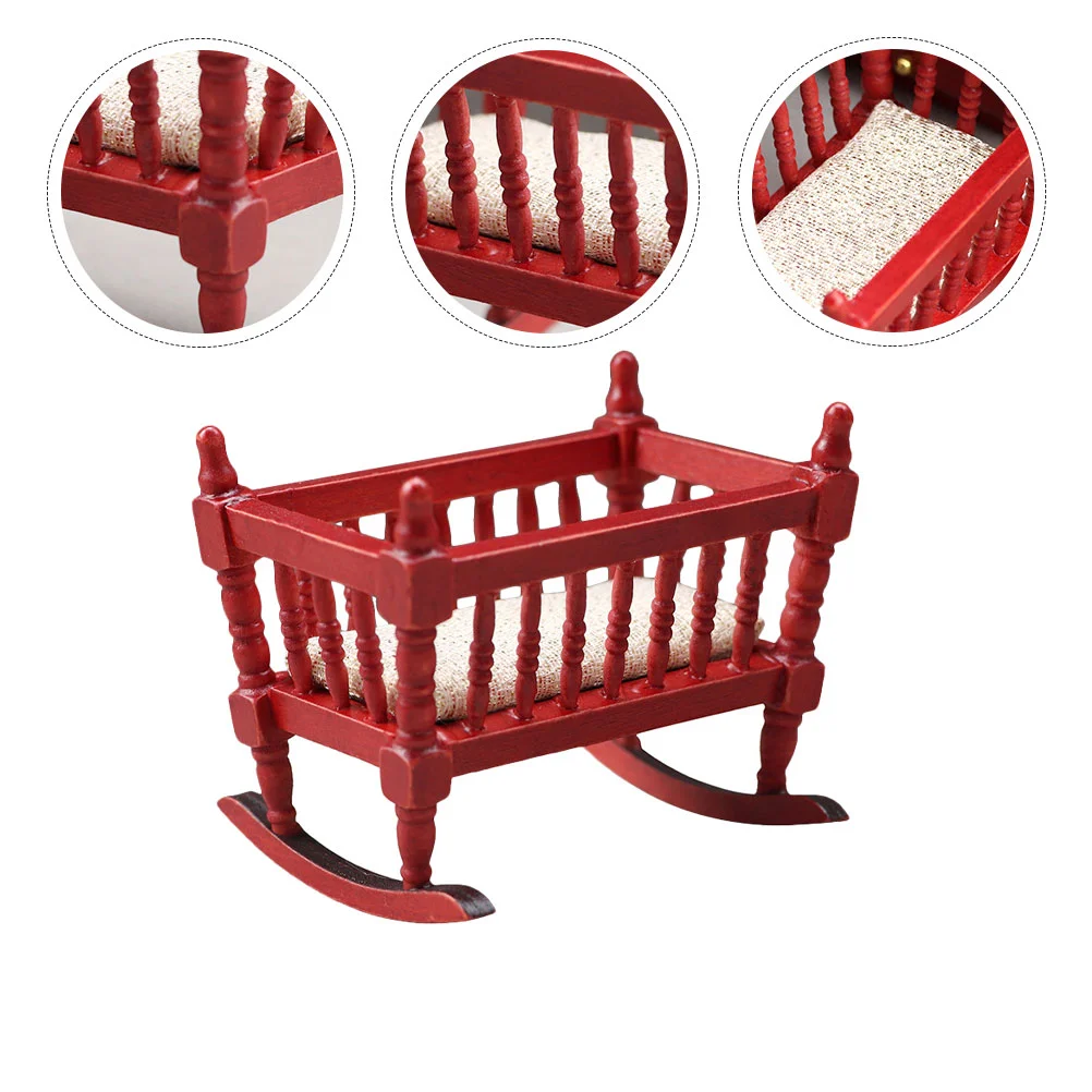 

Simulation Cradle Decorative Miniature Furniture Wooden Model Children Accessory Bassinet Simulated Adorable