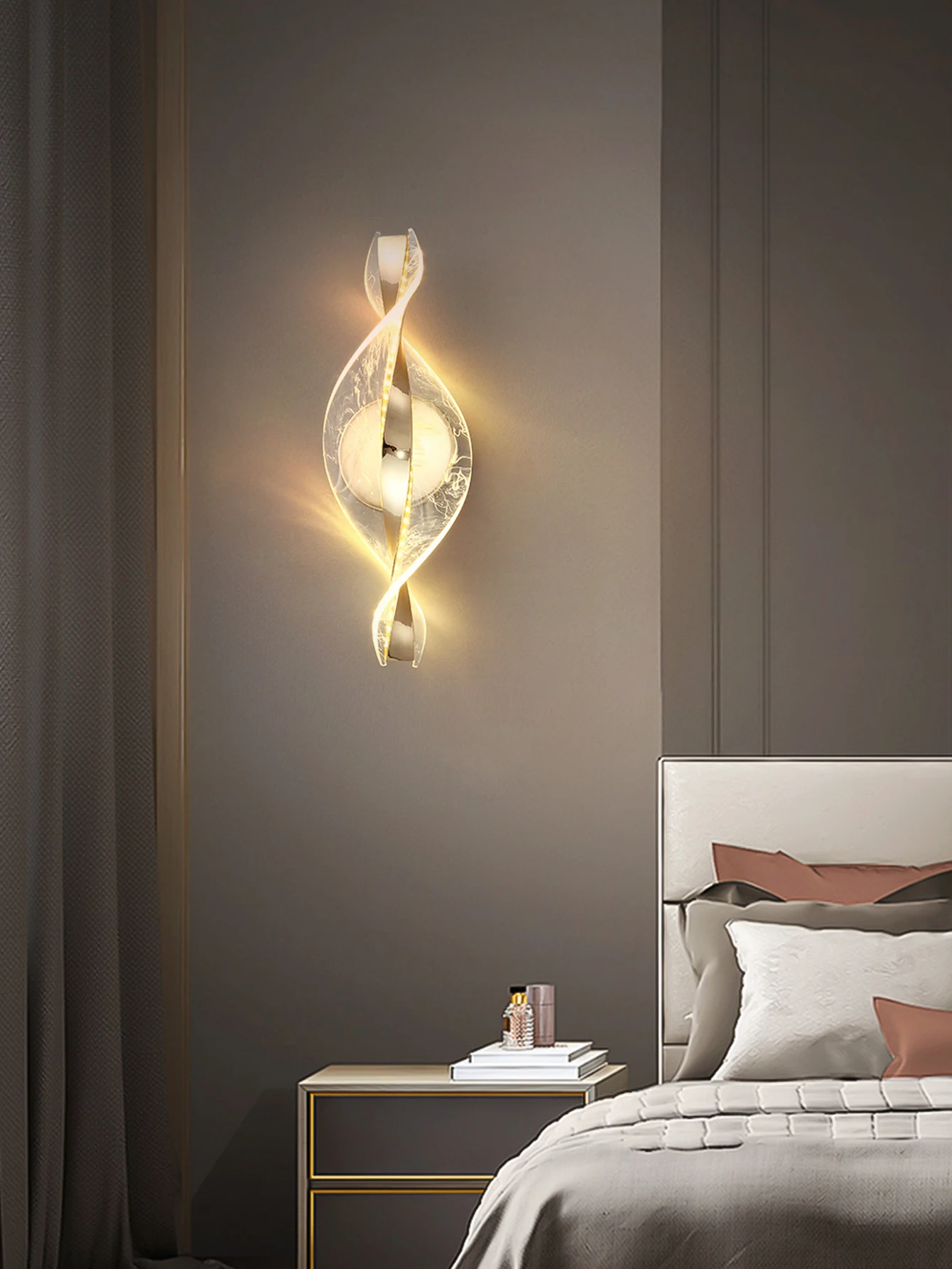 1pc/2pc gouden sneeuwvlok, bewolkte acryl wandkandelaar voor woonkamer, slaapkamer interieur, moderne LED nachtkastje wandkandelaar