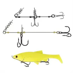 With Screw Pin String Fishing Hook Perch Bass Barbed Assist Hook Treble Fish Hook Steel Wire String Rig Hook Fishing Tackle