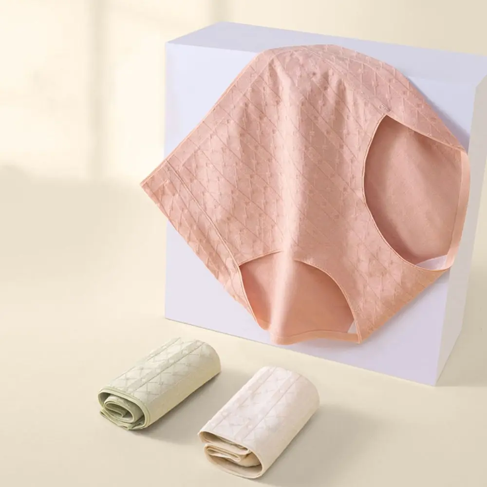 

Fashion Thin Cotton Panties Solid Color Large Size High Waist Briefs Underpants Breathable Women Underwear Summer