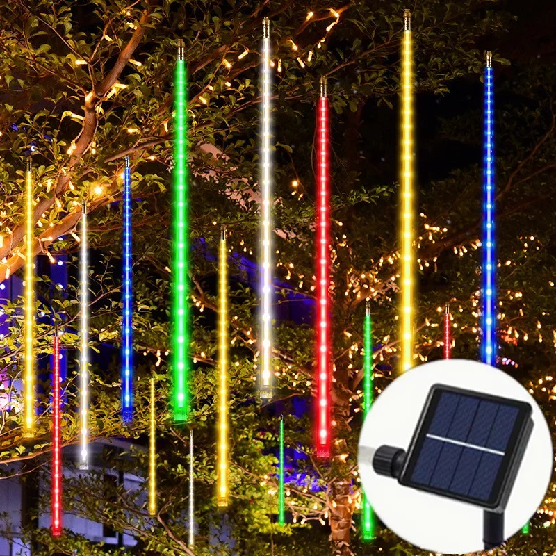 

30cm/50cm Solar Meteor Shower String Lights 8 Tubes Holiday Lights Christmas Outdoor Lighting Wedding Garden Tree Decoration