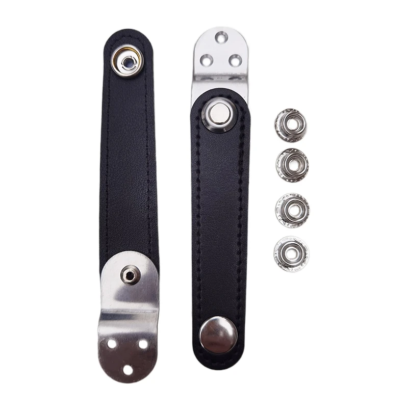 Black Leather Multi Model Bellows With Metal Extension Film 4-BUCKLE For Accordion, With Rivet Button Processing Tool