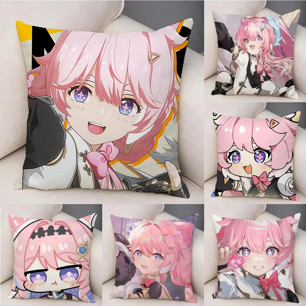 Wuthering Game Encore Cushion Cover Natural Linen Organic Fabric Double-Sided Printing Breathable For Decor