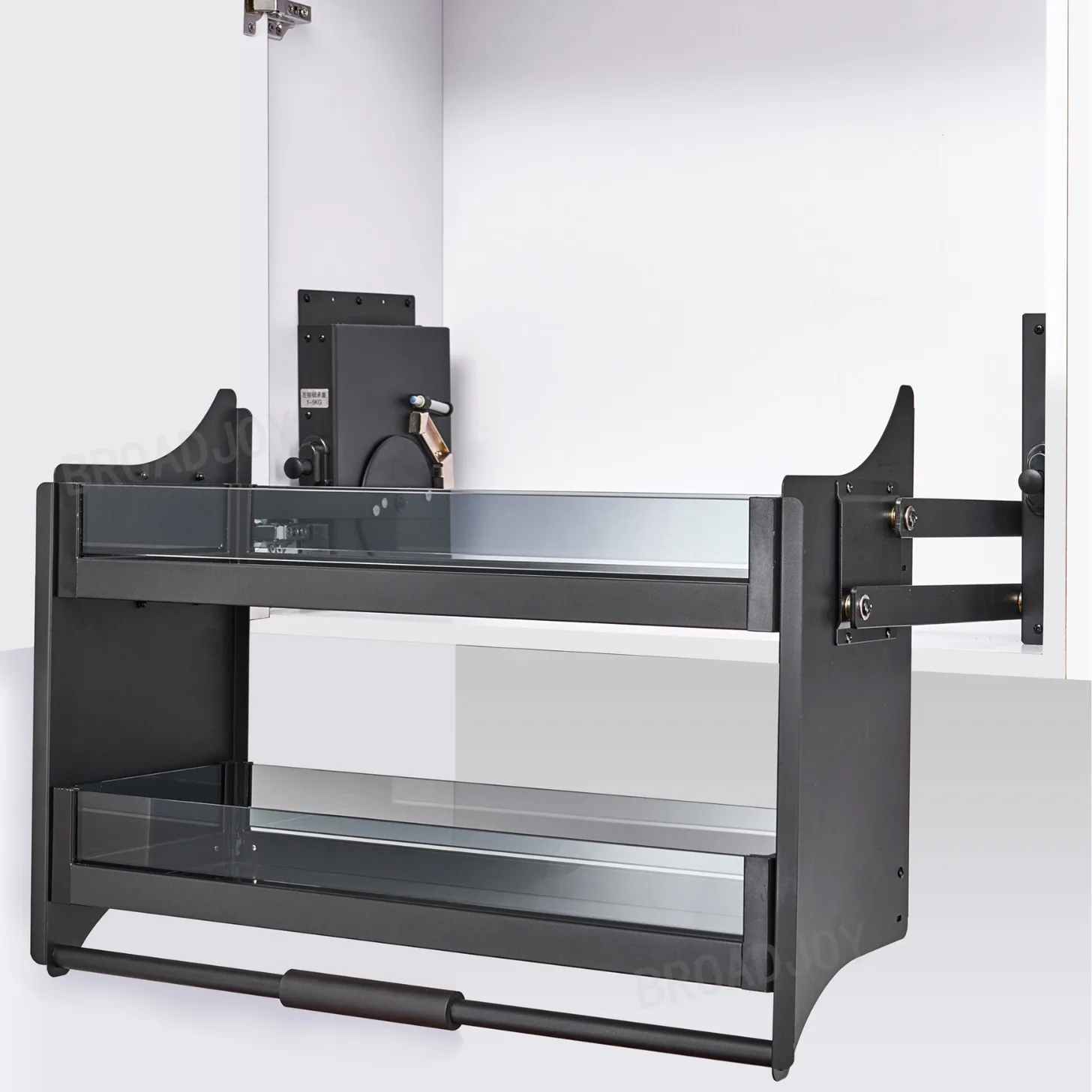 

Hanging cabinet lift basket, kitchen drop-down seasoning basket, cabinet upper shelf, refrigerator above high