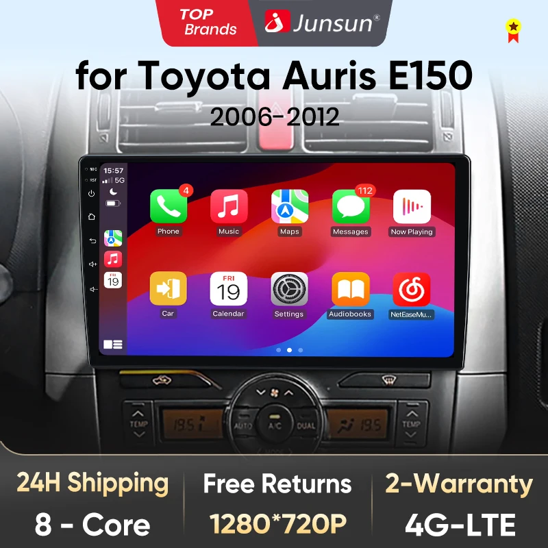 Junsun V1 AI Voice Wireless CarPlay Android Auto Radio for Toyota Auris E150 2006 -2012 4G Car Multimedia GPS 2din autoradio