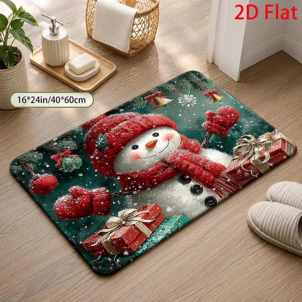 2D Flat Snow Mantle Winter Wonderland Rug, Decor Mat for Welcome, Entryway, Christmas Decor, Kitchen, Laundry Room