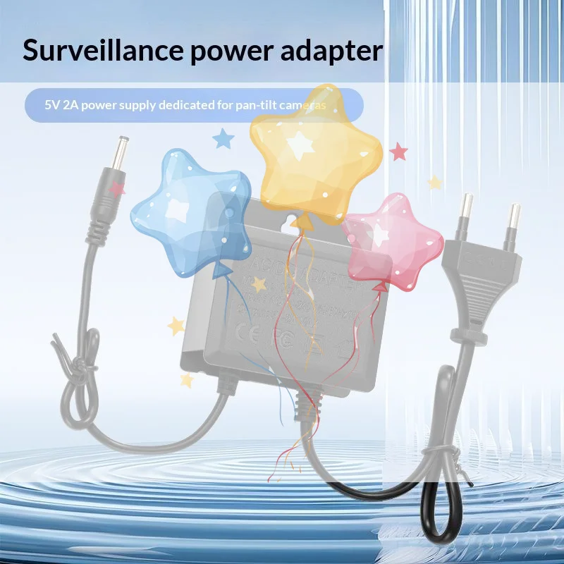 DC5V2A Adapter Camera Power Supply Waterproof Black Camera Charger EU/US Plug AC100V-260V Input Power Adapter AHD Camera System