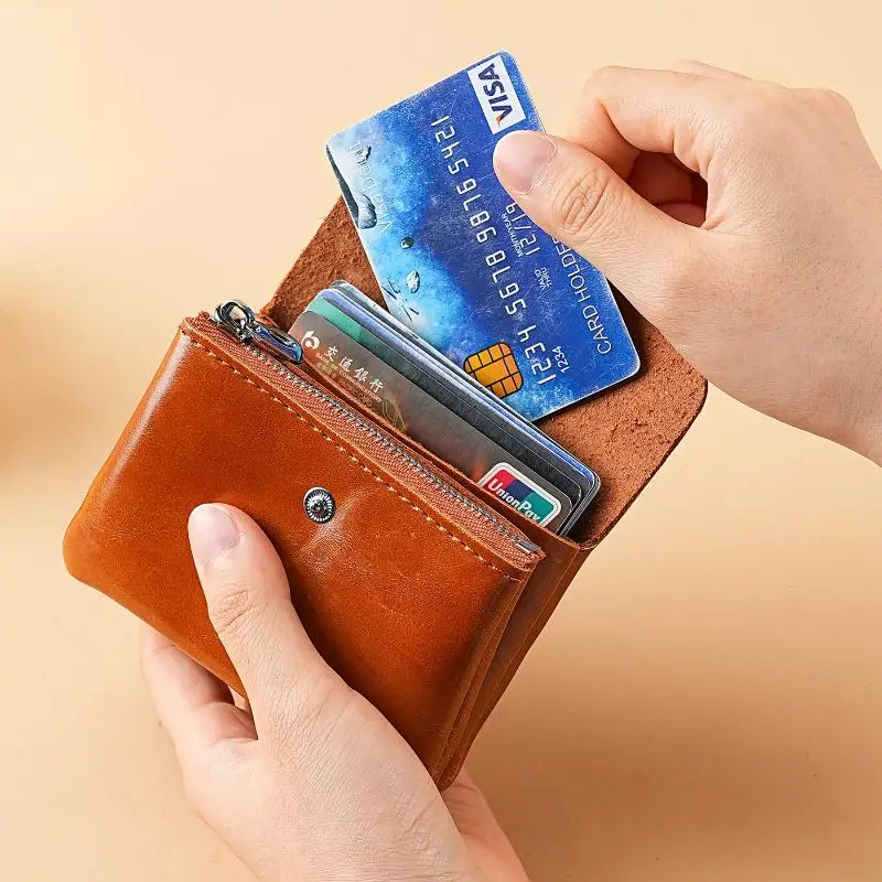Women Coin Purse Men Short Bag Wallet Change Purses Zipper Money Bags Vintage Style Organizer Wallets PU Leather Key Card Holder