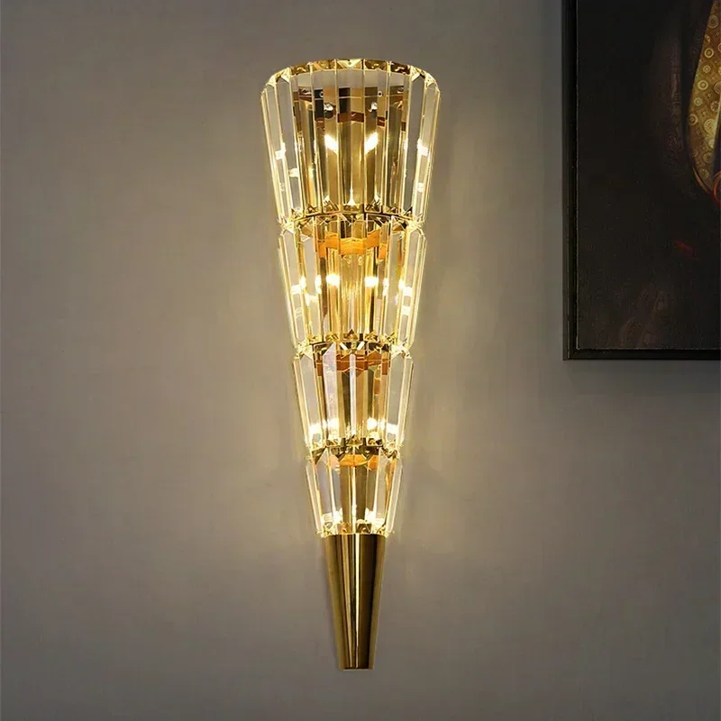 

Crystal Wall Lamp Modern Light Luxury Led Lights Nordic Gold Sconces Indoor Lighting Decor for Hotel Living Room Decoration Home