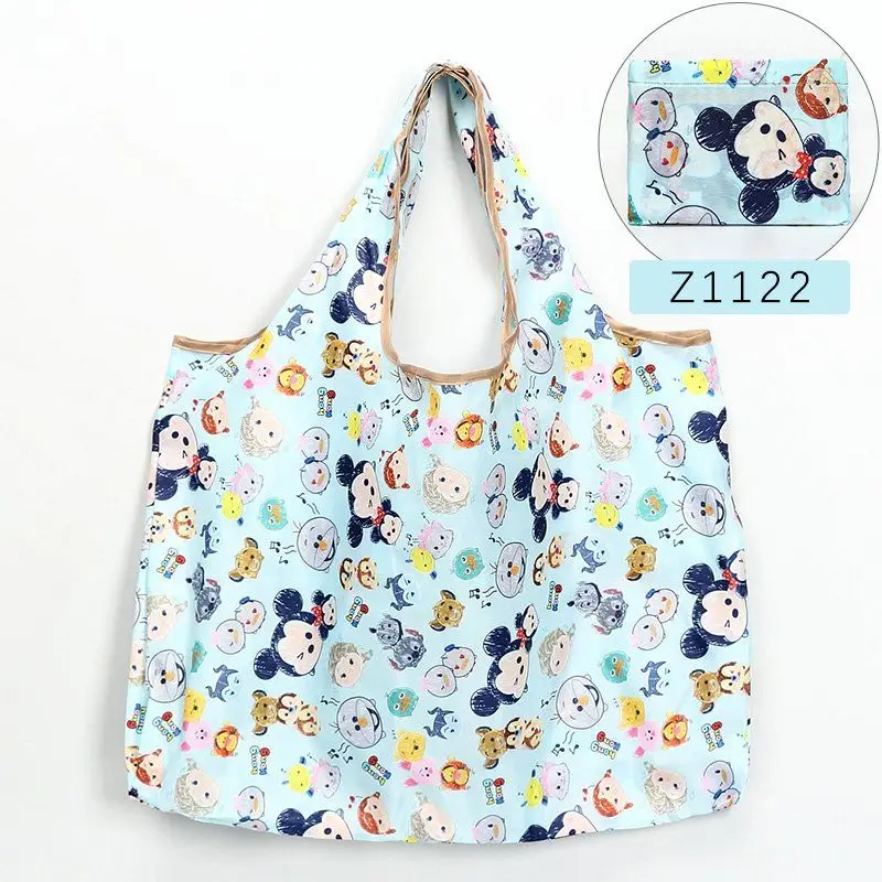 Disney Folding Portable Shopping Bag Cute Mickey Snoopy Waterproof Large Capacity Printed Fashion Eco-Friendly Tote Bag