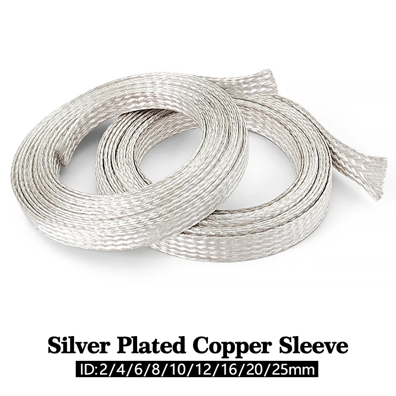 

Silver Plated Copper Shielding Sleeving 2 4 6 8 Wave Proof Sleeves Telescopic Braided Net Anti-Interference Wire Electromagnetic