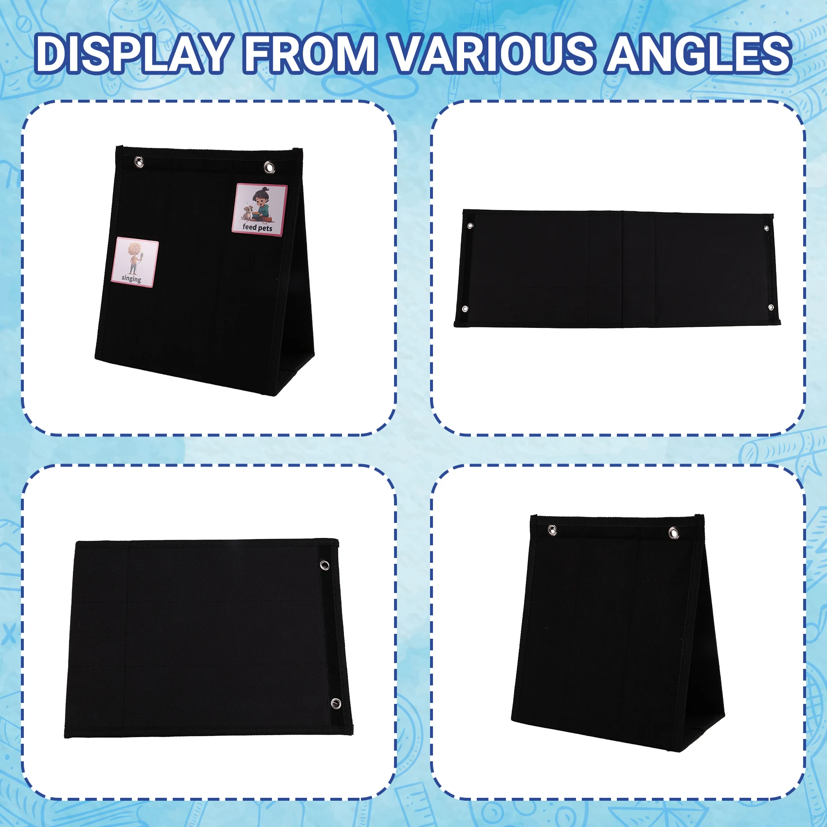 Gfc-Visual Schedule for Kids Daily Routine Chart with 70 Cards Calendar Pocket Autism Learning Behavioral Tool Black