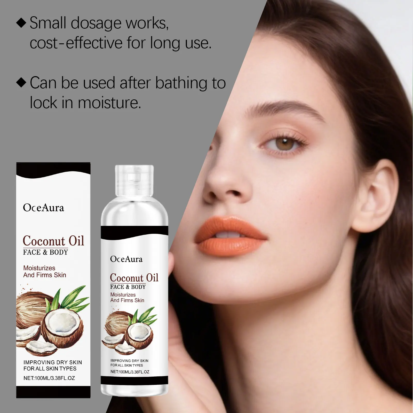 

Natural Coconut Oil for Skin Dry Redness Soothing Deep Hydrating Rejuvenating Essence Firming Lifting Facial Moisturizing Oil