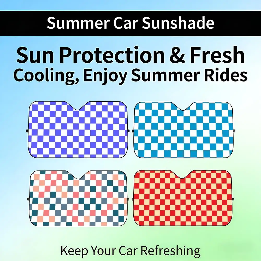 

Chessboard Pattern Sun Visor Retractable Car Windshield Sun Shade UV
