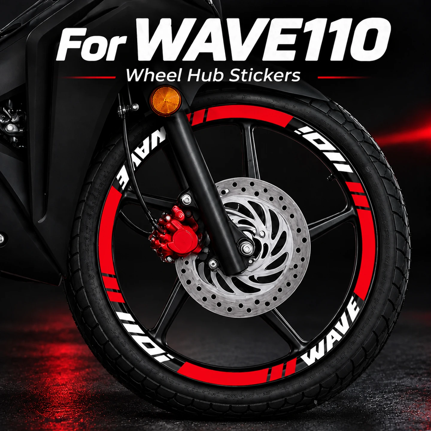For WAVE Wave 110i 110S 110T 17'' Reflective Motorcycle Wheel Hub Stickers Moto Scooter Rim Strip Vinyl Accessories Decals Set