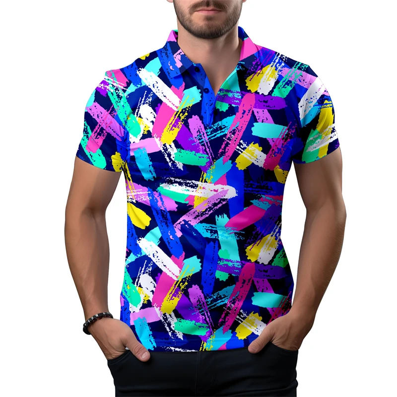 2024 New 3d Print Polo Shirt For Men New Summer Golf Polo Shirts Outdoor Short Sleeve Casual Hip Pop Tops Fashions Men Clothing