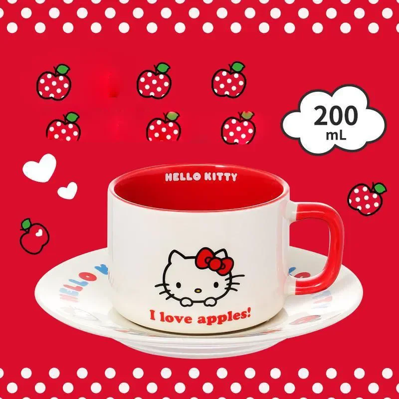 

Керамическая чашка Chuangyoupin HelloKitty Apple Season Series с диском и милой чашкой для воды для девочек, новый стиль без крышки
