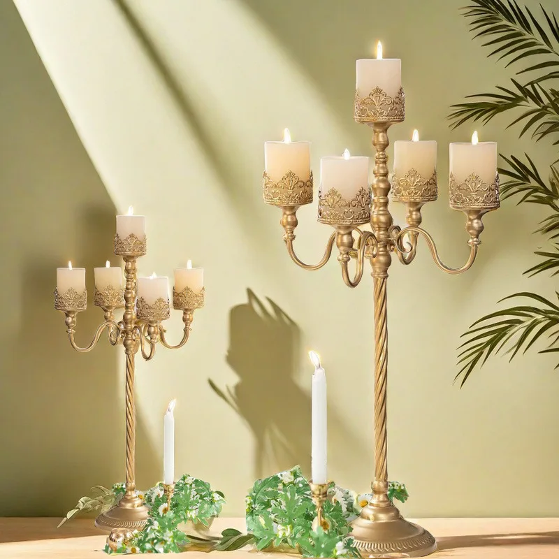 European-style floor-to-ceiling wrought iron candle holder five-head light luxury high-end candle holder home hotel wedding roma