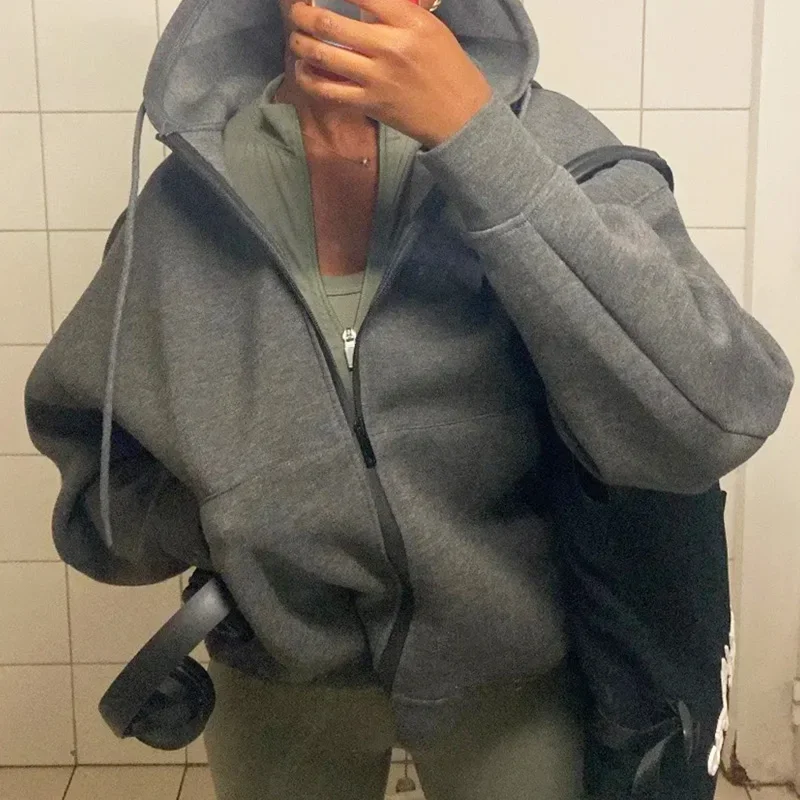 

Серая женская верхняя одежда, университетская куртка-бомбер, пальто 2024, весенне-осенние женские модные повседневные черные куртки с длинными рукавами