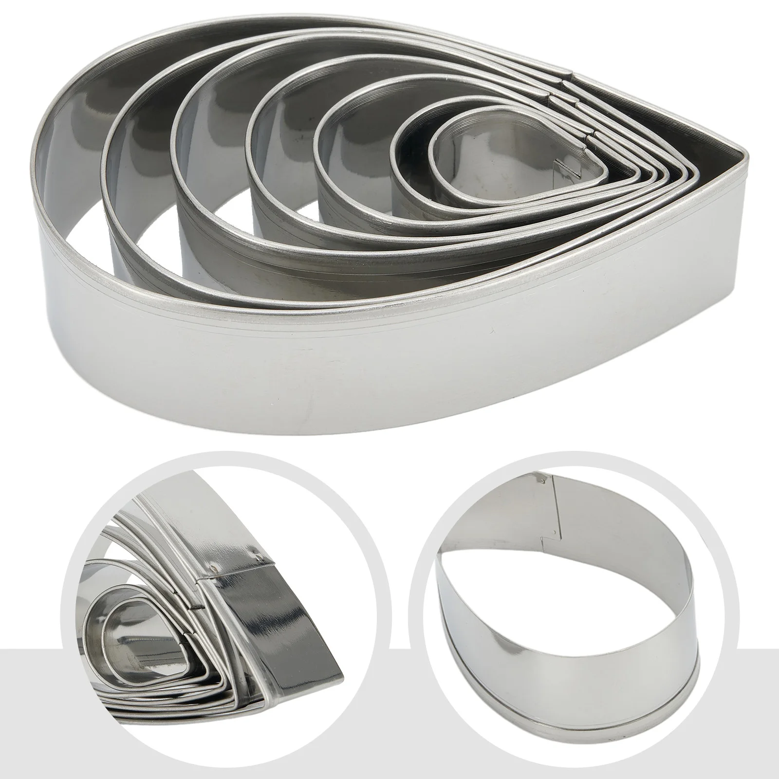 Rose Cutter Water Drop Shape Cookie Cutter Set with 7 Stainless Steel Fondant Flower For Mold Stencils for Baking and Candy Use