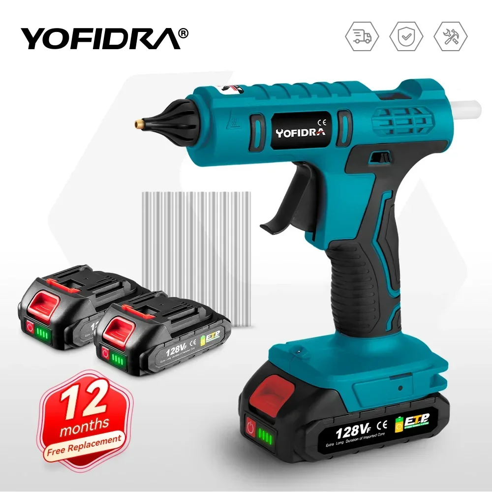 Yofidra 100W Hot Melt Glue Gun Cordless Efficient Electric DIY Repair Tools with 10PCS 11mm Glue Stick For Makita 18V Battery