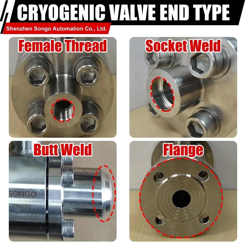 DN25 AC Low Temperature Forged CF8M Steel Extended Stem 3pcs Flange Ball Valve Cryogenic Assured Automation