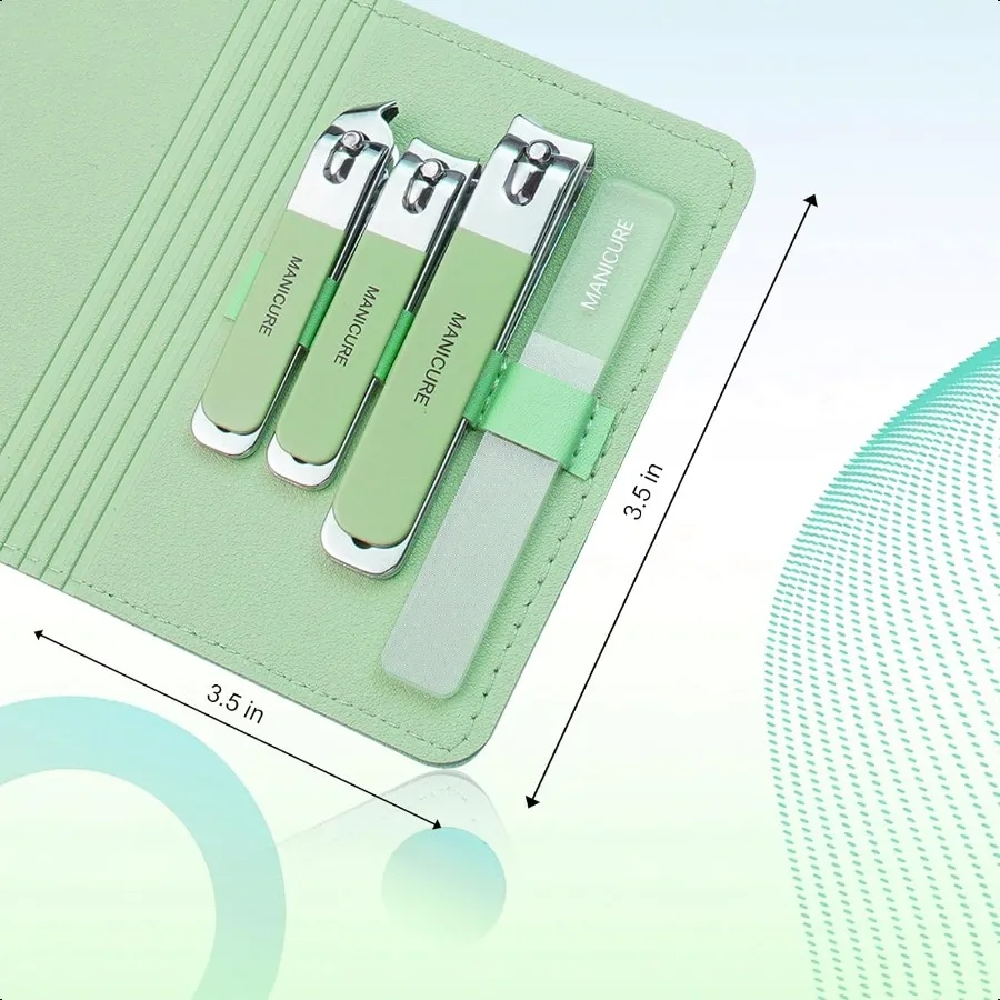 ชุดตัดเล็บสแตนเลสสำหรับเล็บหนา 4 ชิ้น ชุดทำเล็บมือและเล็บเท้าแบบหนา พร้อมที่ตัดเล็บเท้าแบบมุมเฉียง ตะไบเล็บ และที่รัดเล็บหนัง