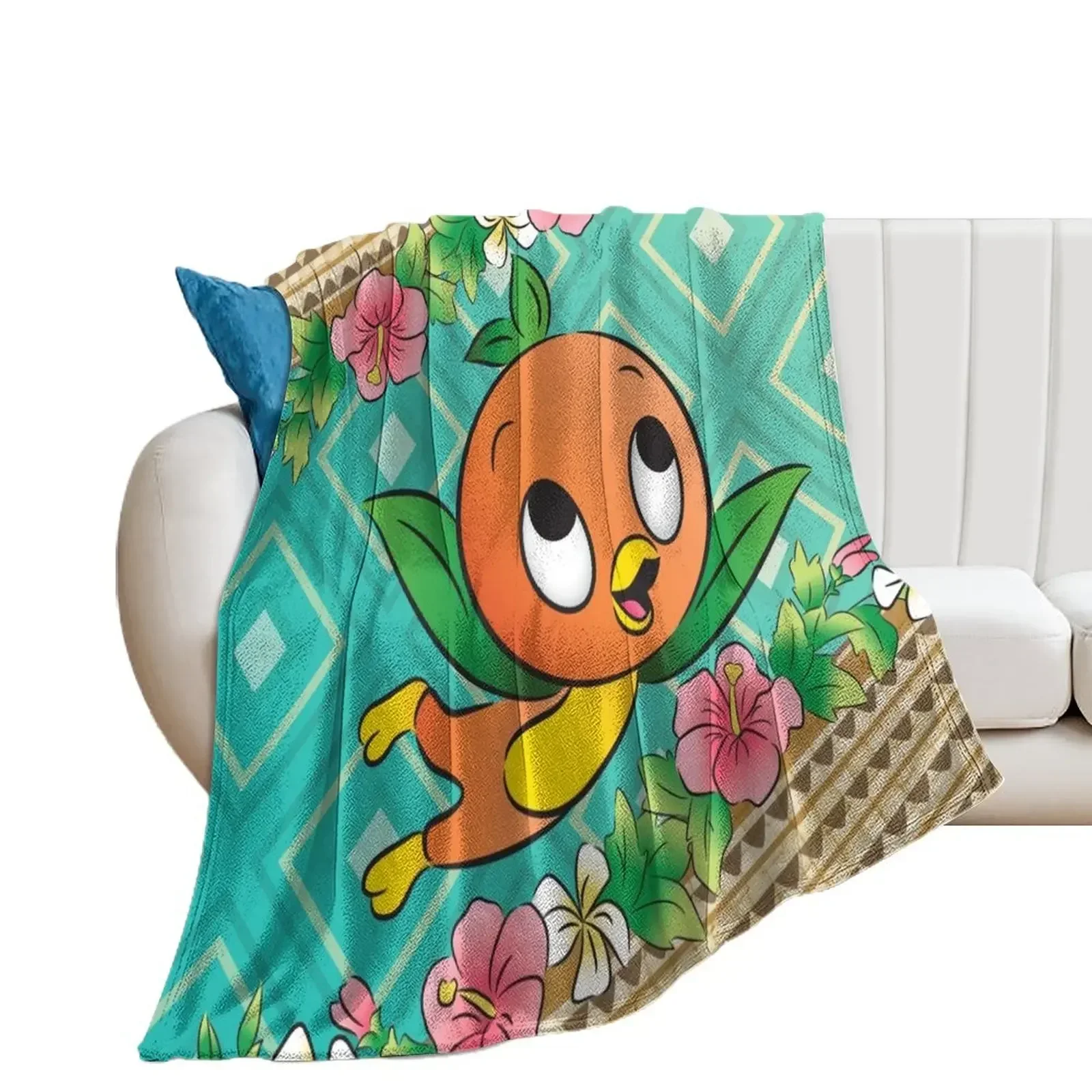 

Tropical Turq Orange Bird Throw Blanket Soft Plush Plaid Retros Tourist Blankets