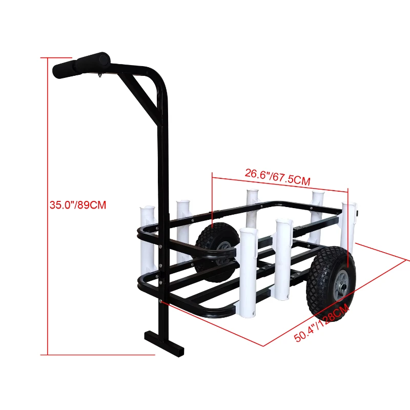 Heavy Metal Foldable Fishing Cart Large Capacity ATV Support and Fishing Rod Bracket
