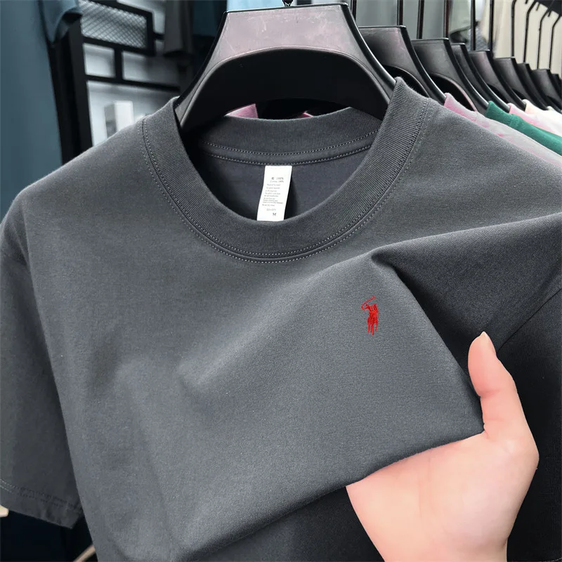 

100cotton short sleeve T-shirt men high-end brand fashion exquisite pony embroidery summer breathable round neck casual Paul top