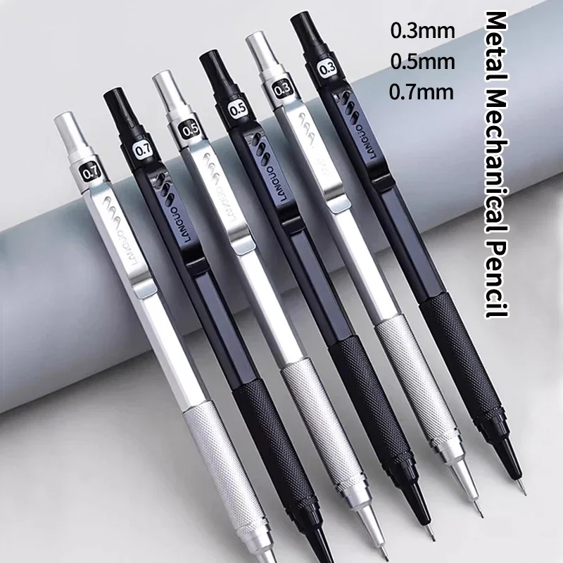 Low Center of Gravity Metal Mechanical Pencil Set 0.3-0.7mm Lead Refill Automatic Pencil Art Sketch Painting Writing Stationery