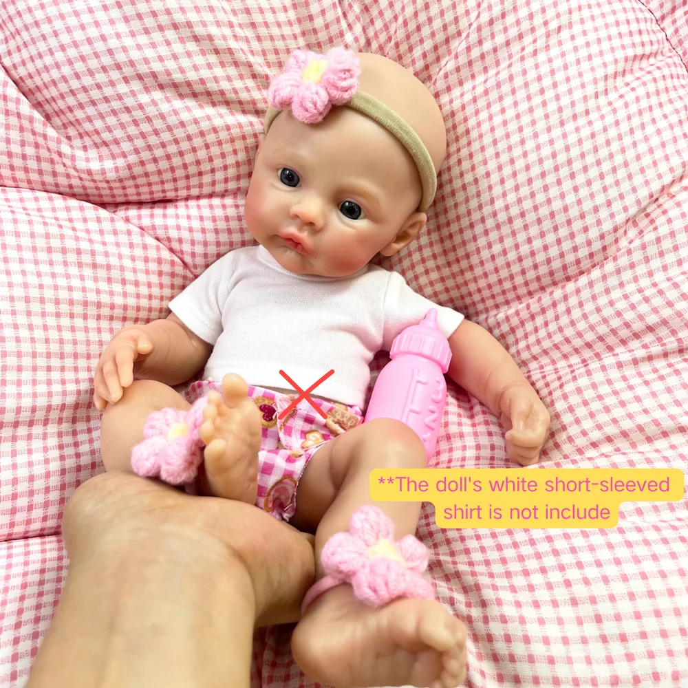 

13 Inch Meadow Doll Silicone Reborn Baby Girl Washable Body Squishy Elastic Solid Silicone Body Birthday Christmas Gift