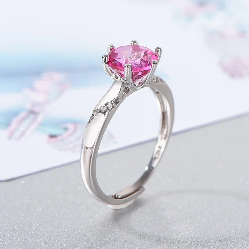 Natural Topaz Simple 925 Silver Pink Topaz Ring for Daily Wear 8mm*8mm 2ct VVS Grade Silver Ring Sterling Silver Topaz Jewelry