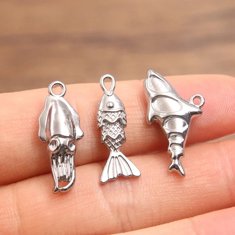3 Stück Edelstahl 3D Seefisch Hai Anhänger Niedliche Tierfiguren Fisch-Charms für Schlüsselanhänger Halskette DIY Schmuckherstellung Zubehör – Detail 7