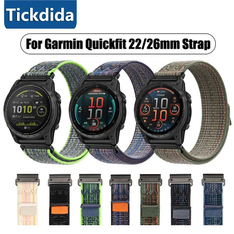 

22 26mm QuickFit Strap for Garmin Fenix 8 FE Enduro 3 2 Fenix 7X 7 Pro 6X 6 Pro 5 5X Plus Tactix 7 Pro Bracelet Nylon Watchband