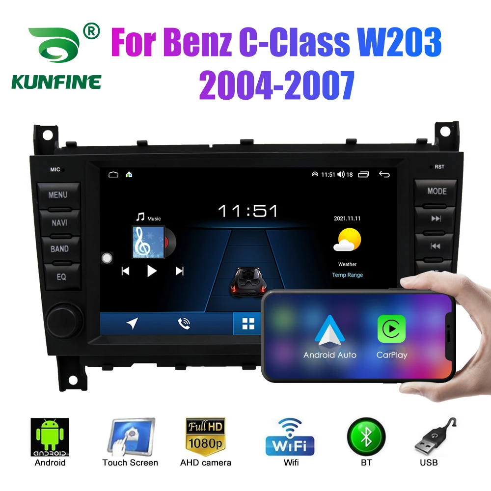 

2-диночное автомобильное радио Android для C-Class W203 2004-2007, автомобильная стереосистема, автомобильный мультимедийный видеоDVD-плеер, GPS-навигация, Carplay