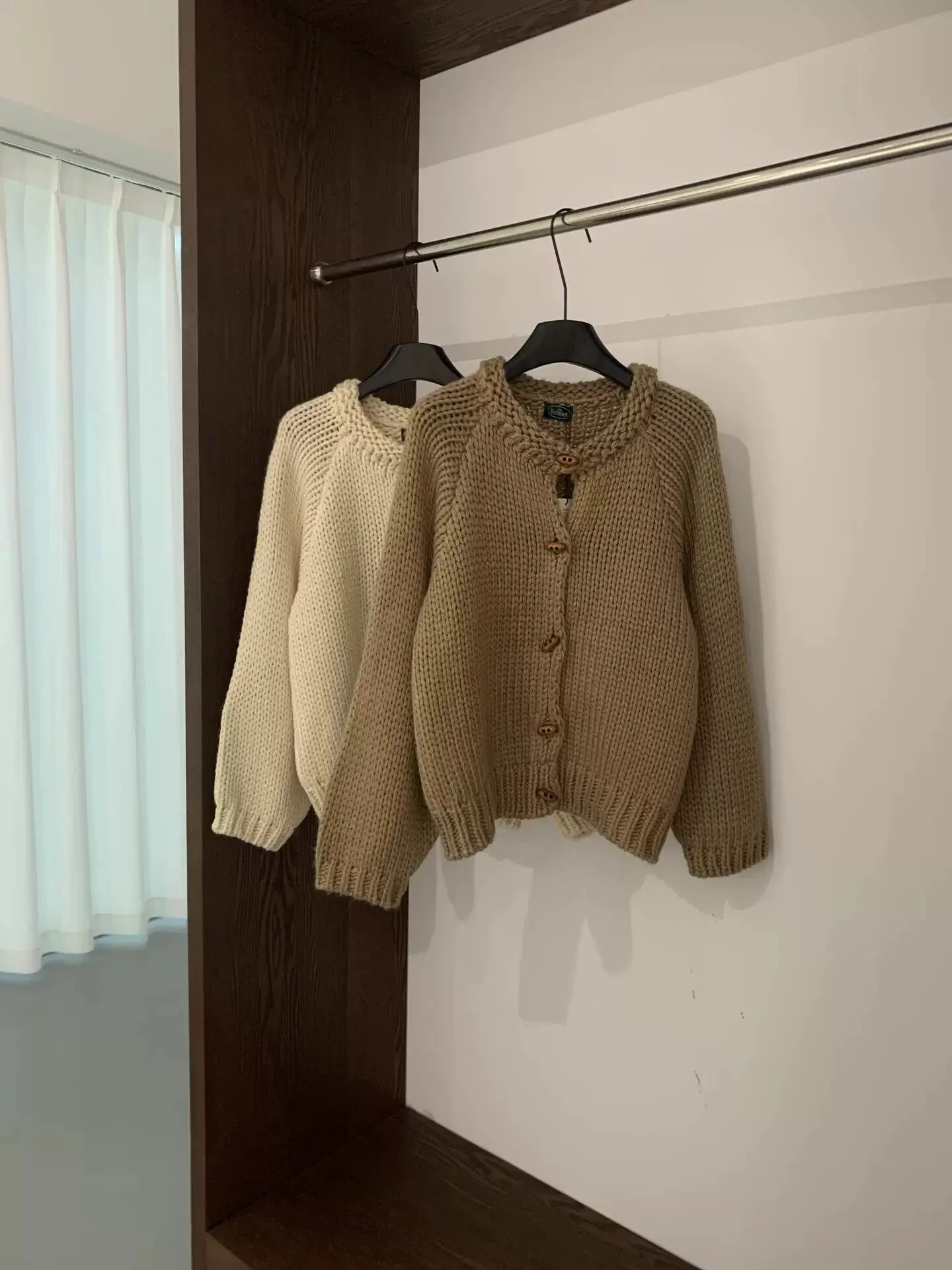 

Heavyweight Hand Knitted Sweater ort Cardigan Coat oulder Insertion Thi Yarn Warm Fing Autumn Winter Women's Faion