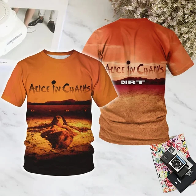 Alice In Chains Popular Rock 3D Print T-shirt Summer New Men Women Hip Hop Trend Short Sleeve Tee Loose Casual Oversized Y2k Top
