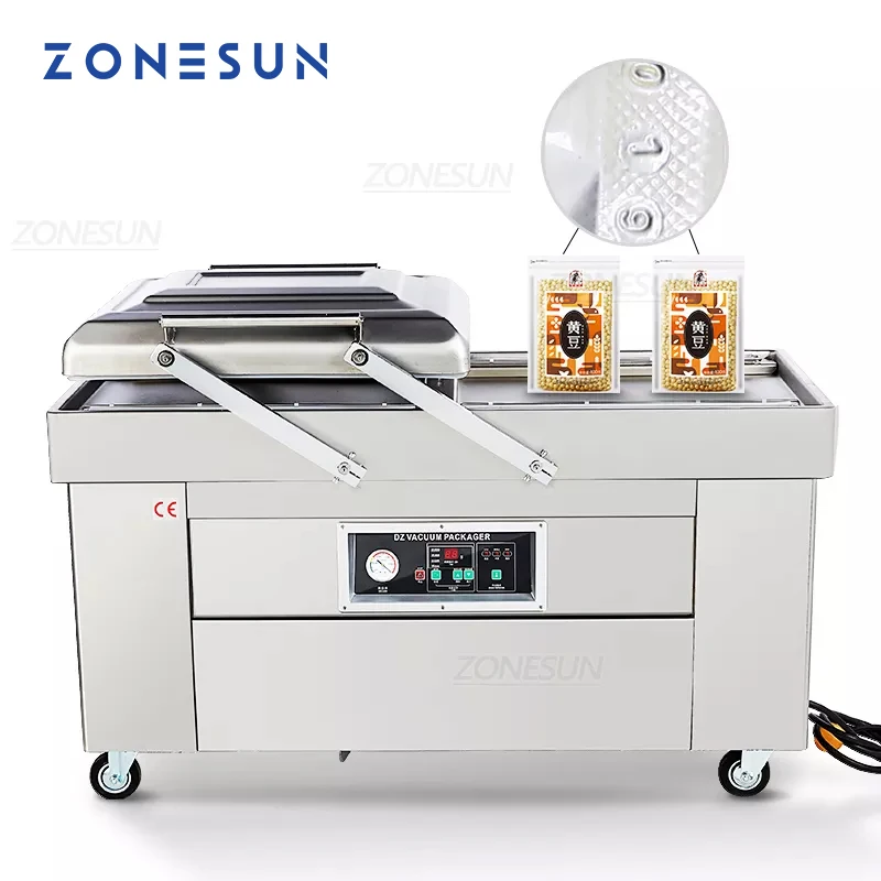 

ZONESUN Automatic Double Chamber Vacuum Packaging Machine Vacuum Printing Sealing Machine Vacuum Packer Food Bag Sealer ZS-DZ400