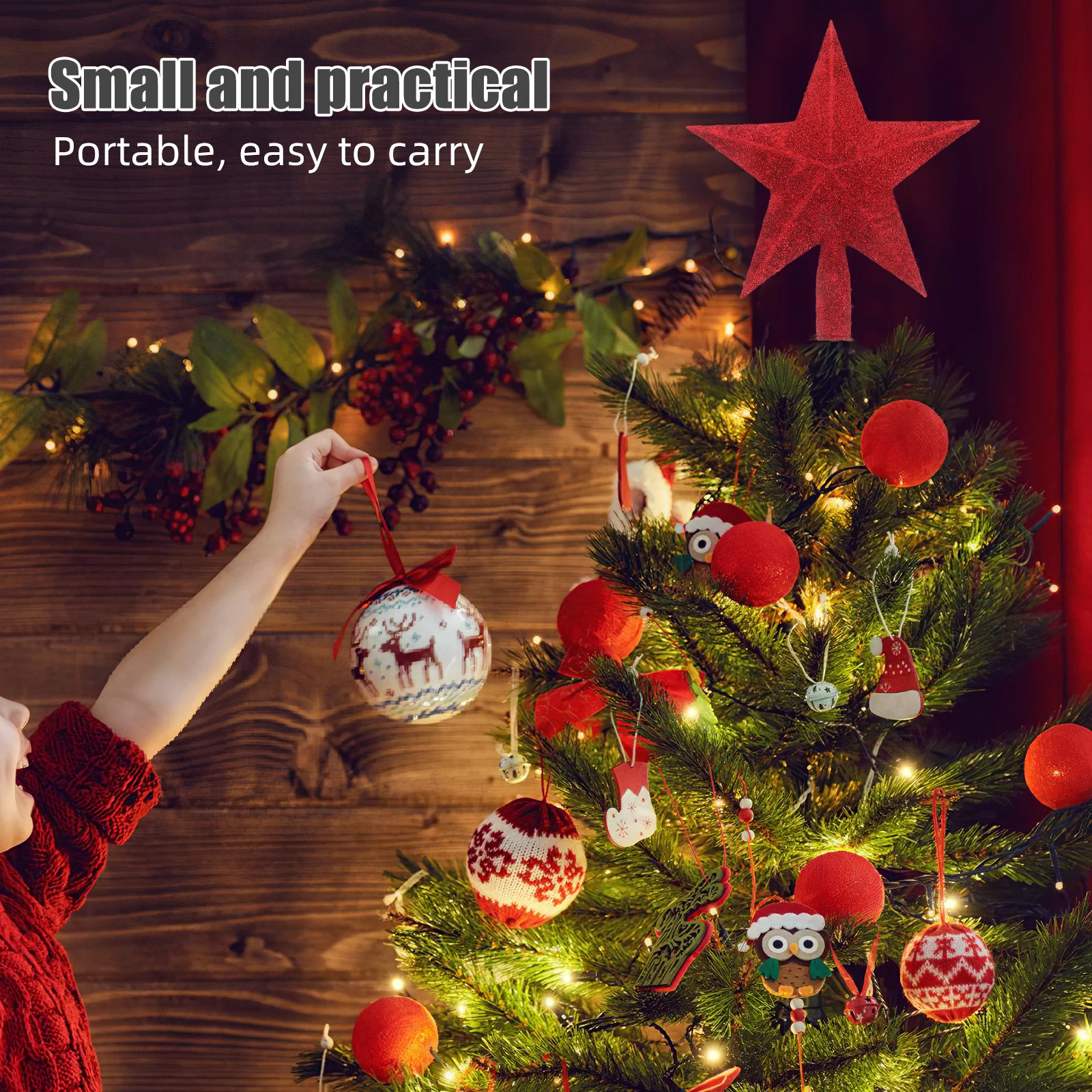 

20X20X4Cm Christmas Star Ornament -Pointed Star Pendant Christmas Tree Ornament For Holiday Party Home Office Xmas Decor