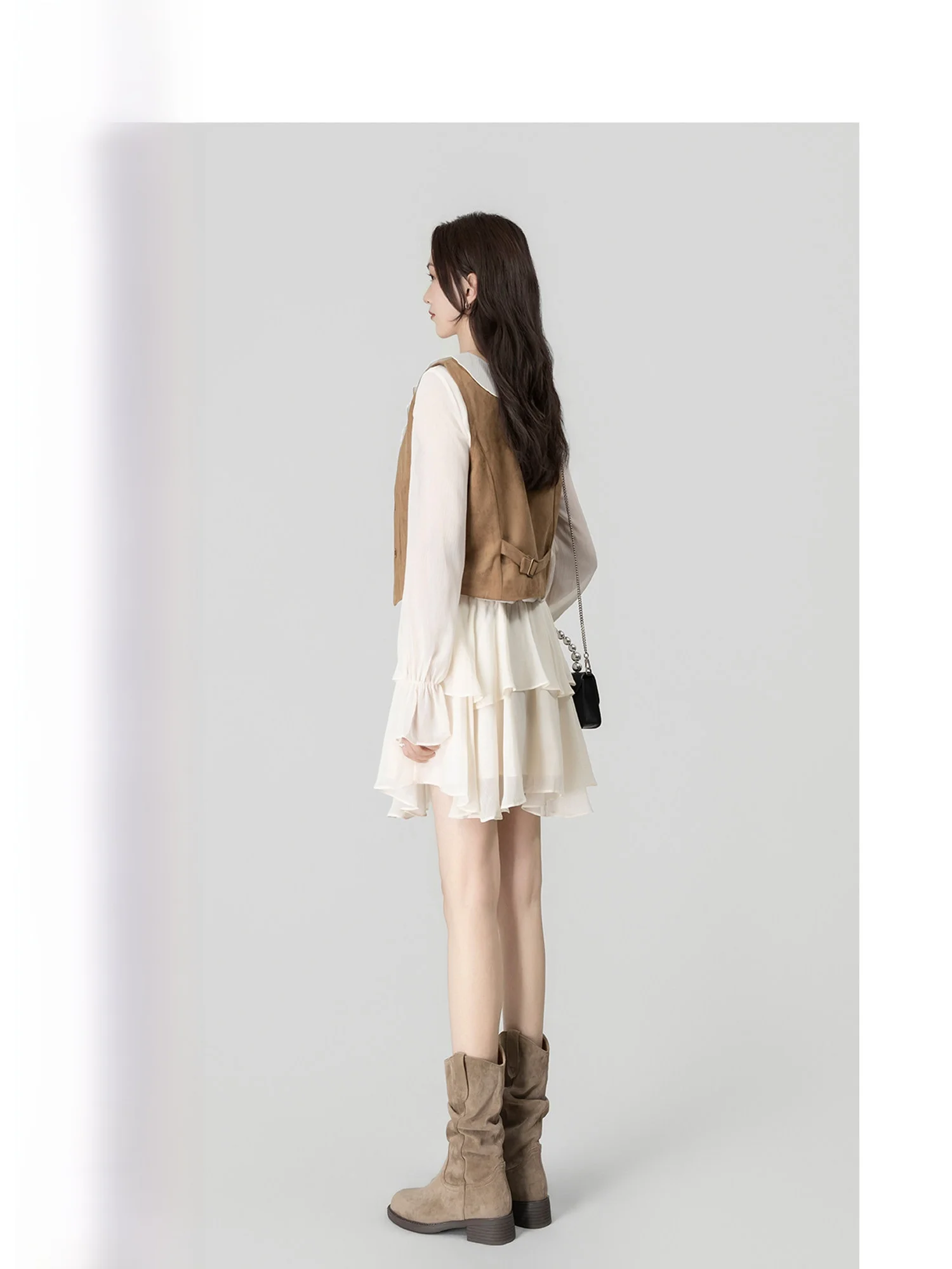 

Wavy Egg Spring Fashion Set Beautiful Short Dress Long Sleeve Two-Piece Suit Korean Style Miniature Jacket for Women