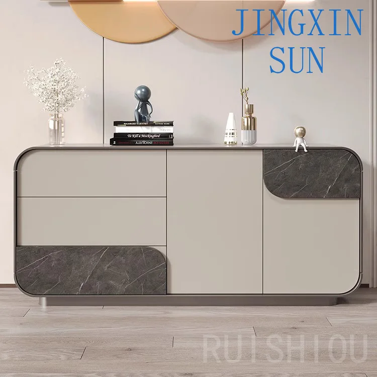 Italian Modern Simple Living Room Entrance Cabinet Luxury Marble Sideboard Decorative Storage for Home Furniture Hall Partition