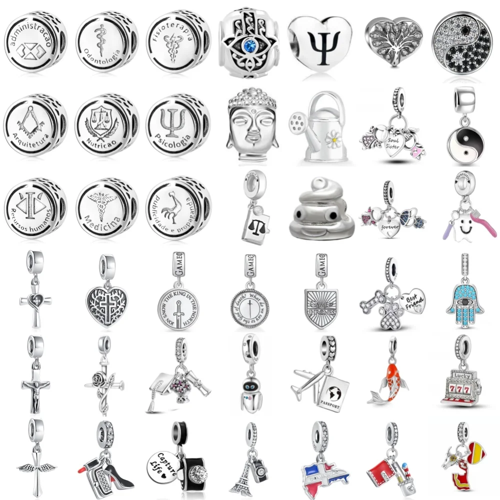 2025High Quality S925 Silver Lipstick High Heels Tower Camera Pendant Suitable For Original Bracelets DIY High-End Charm Jewelry