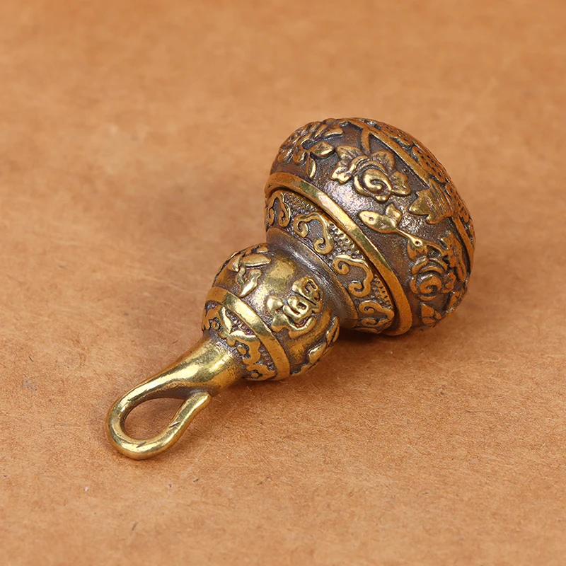 【M】1PC Brass Blessing Flower Gourd Charms Lucky Key Chain Pendants Pill Box Container - view 4