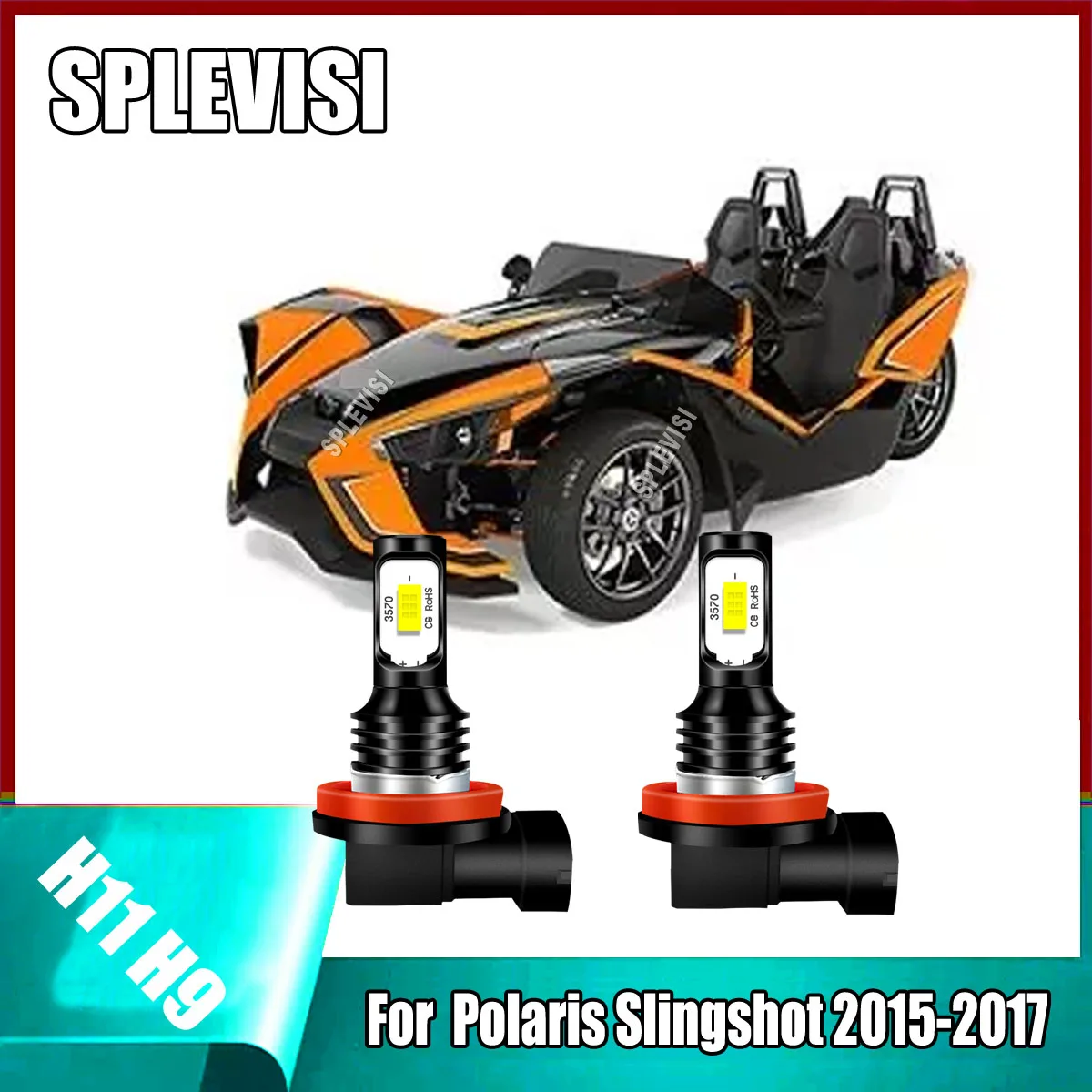 

12v 24v 6000K White H11 H8 H9 Headlight LED Bulbs -no fear of rainstorm and blizzard Fits For Polaris Slingshot 2015 2016 2017