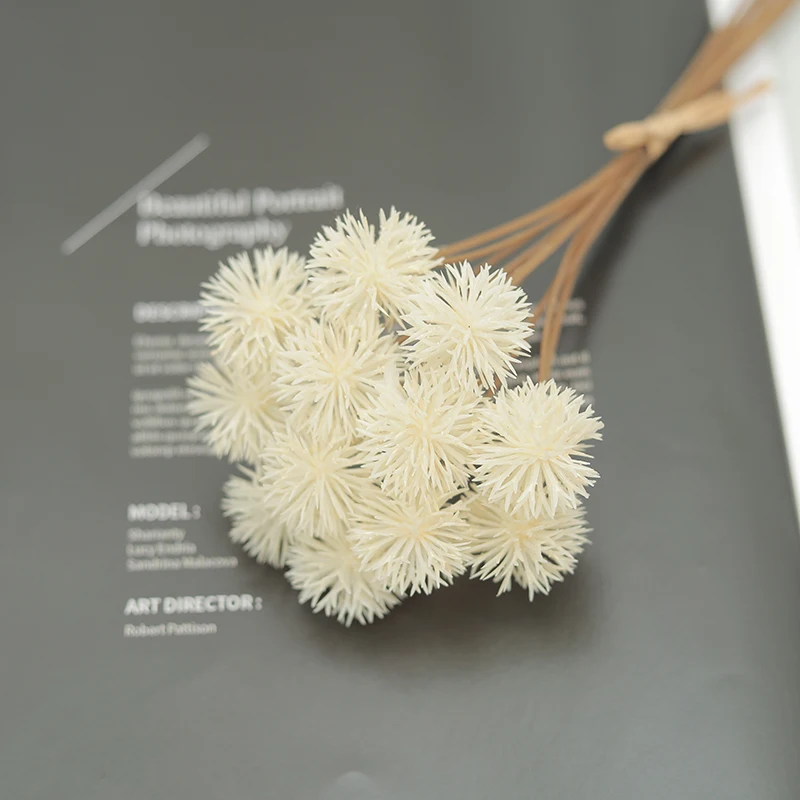 12pcs Artificial Flowers Plastic Brown Prickly Ball Fake Plants DIY Home Wedding Living Room Cheap Vase Decor Christmas Supplie