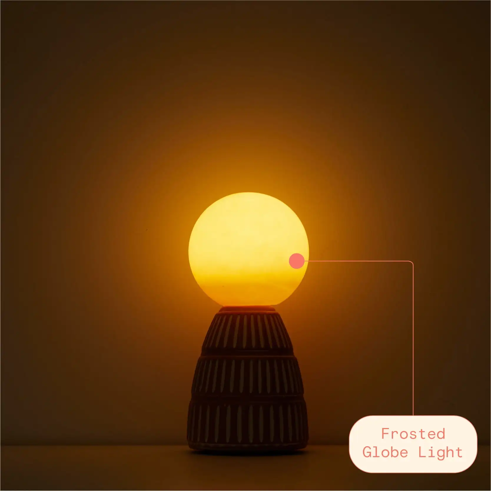 

Ceramic Brown Ribbed Rechargeable/Cordless Frosted Globe Table Lamp